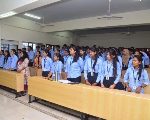 Dr. Jayant Abhyankar, MD and founder of Sharangdhar Pharmaceuticals, Pune interacting students and staff of SCPHR through activity based learning.